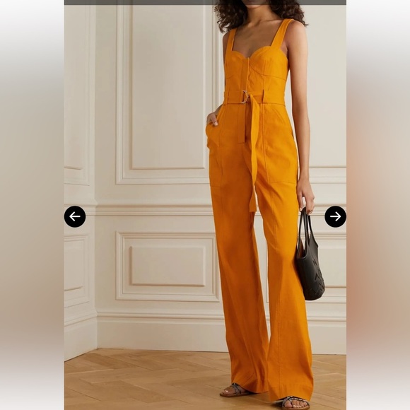 A.L.C. x Petra Flannery Cyprus belted linen-blend jumpsuit marigold NWT 2 - Picture 1 of 11